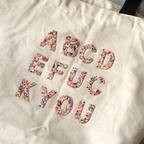 Fallon & Royce ABCDEFUCKYOU Crystal Rainbow Confetti Tote Bag - Picture 3 of 7